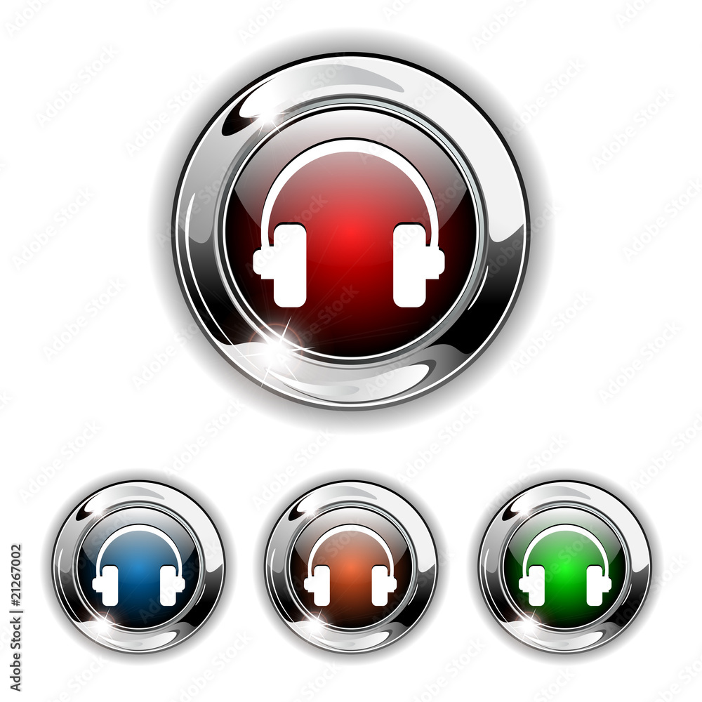 Headphones icon, button, vector illustration. Headphones icon, button, vector illustration.