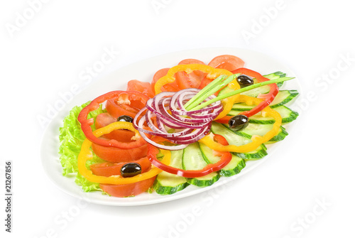 sliced vegetables at the dish
