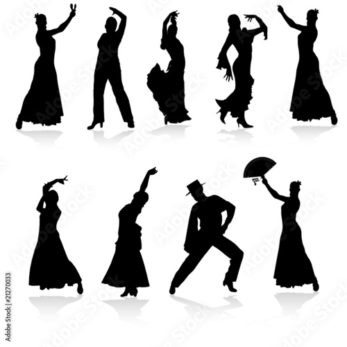 flamenco dancers black vector silhouettes