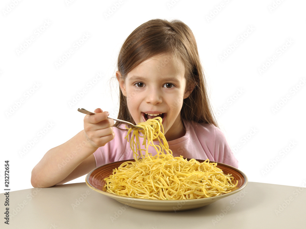 Little girl eating spaghetti Little girl eating spaghetti