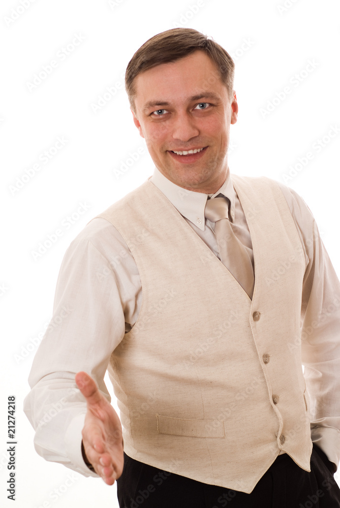 businessman standing on white background