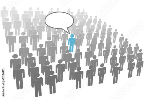 Individual person speech from crowd social group company