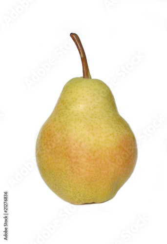 Single fresh pear isolated on white