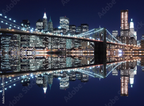 Brooklyn Bridge and Manhattan Skyline At Night, New York City © Joshua Haviv