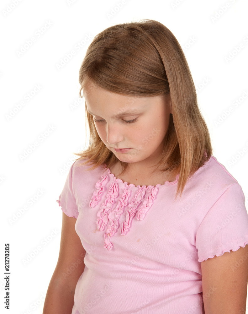 unhappy girl on white unhappy girl on white