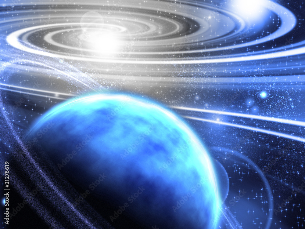 Naklejka premium Space with ringed planet