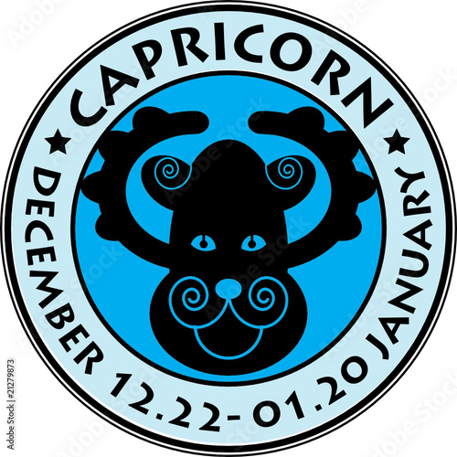 Capricorn zodiac stamp, vector illustration