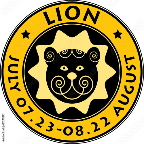 Lion zodiac stamp, vector illustration