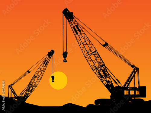 Silhouette of construction cranes, vector illustration