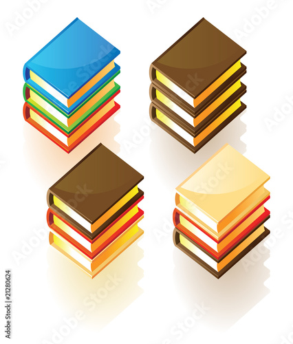 Isometric icons of stacked books