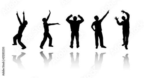Set silhouettes of dancing guys