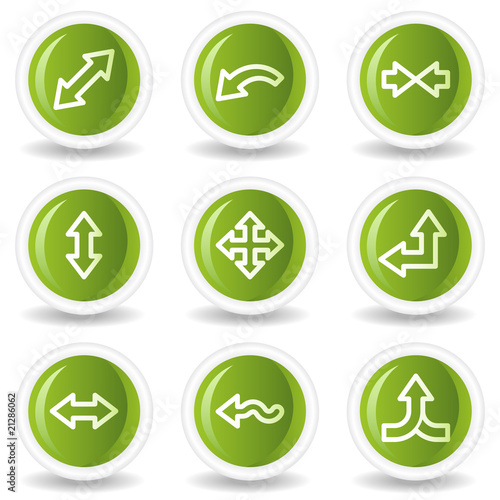 Arrows web icons set 2, green circle buttons