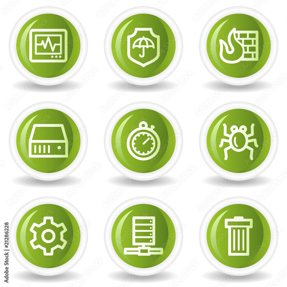 Internet security web icons set 1, green circle buttons Internet security web icons set 1, green circle buttons