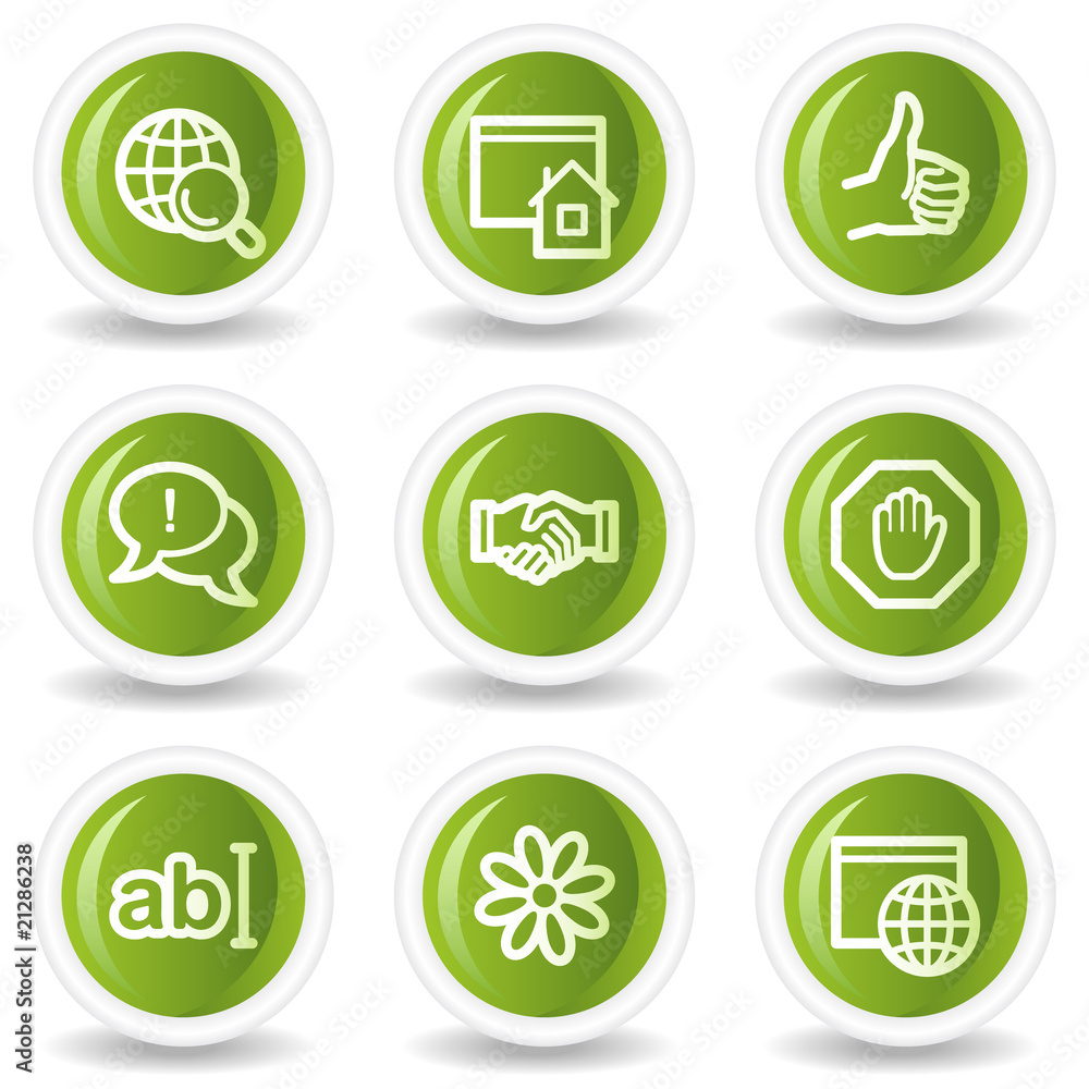 Internet web icons set 1, green circle buttons Internet web icons set 1, green circle buttons