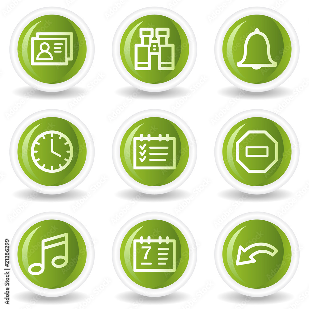 Organizer web icons, green circle buttons Organizer web icons, green circle buttons