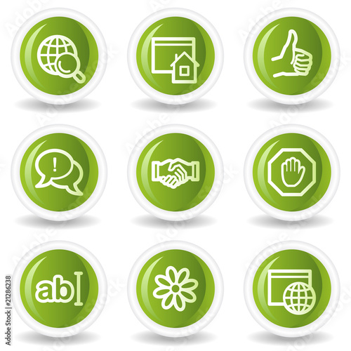Internet web icons set 1, green circle buttons