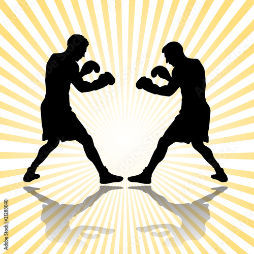 boxers in action in boxe match vector