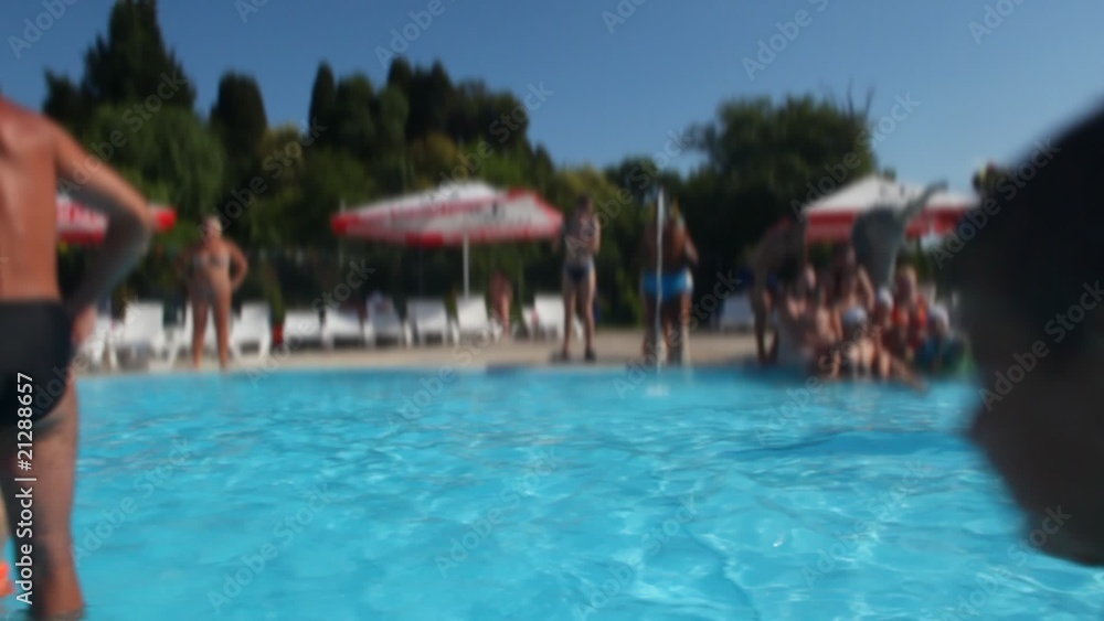 people has fun in water park, panning 360 degrees, blurred video people has fun in water park, panning 360 degrees, blurred video