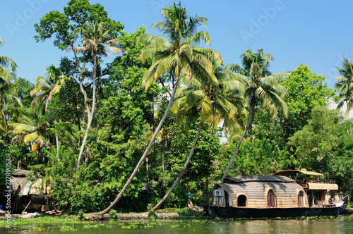 Beautifoull house boat at back waters of Kerala, India