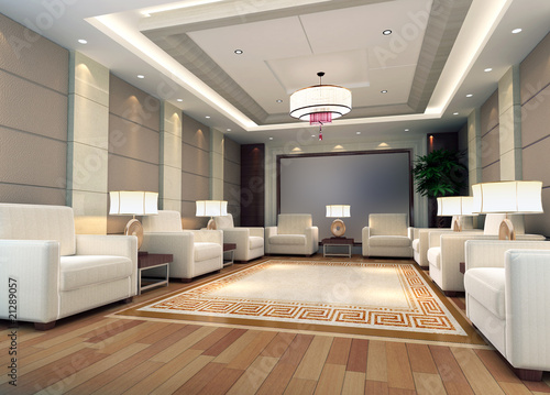 3d reception room rendering