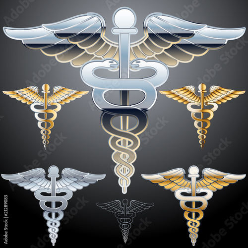 Abstract medical symbol. Chrome style
