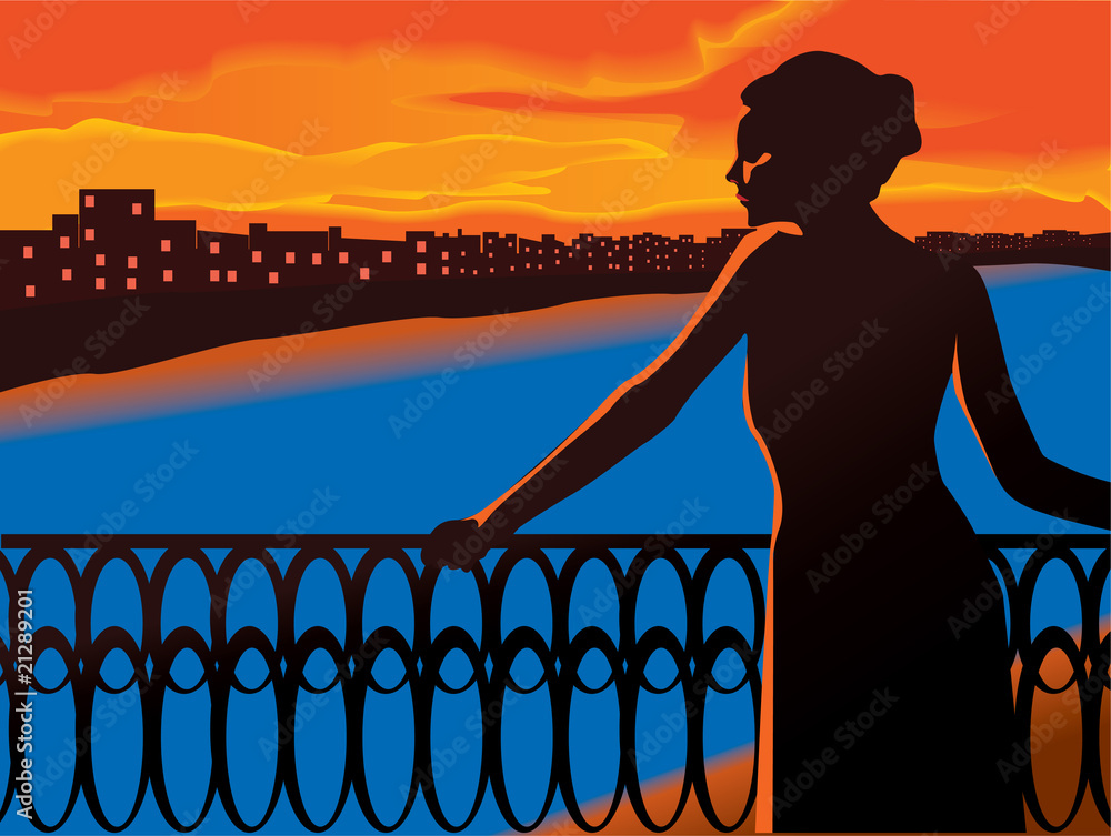 Obraz premium Sunset scenery vector