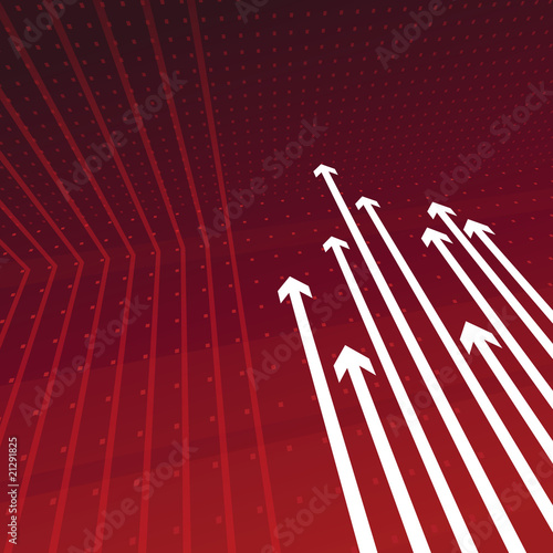 Dynamic 3D arrows on red