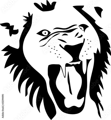 angry lion silhouette vector