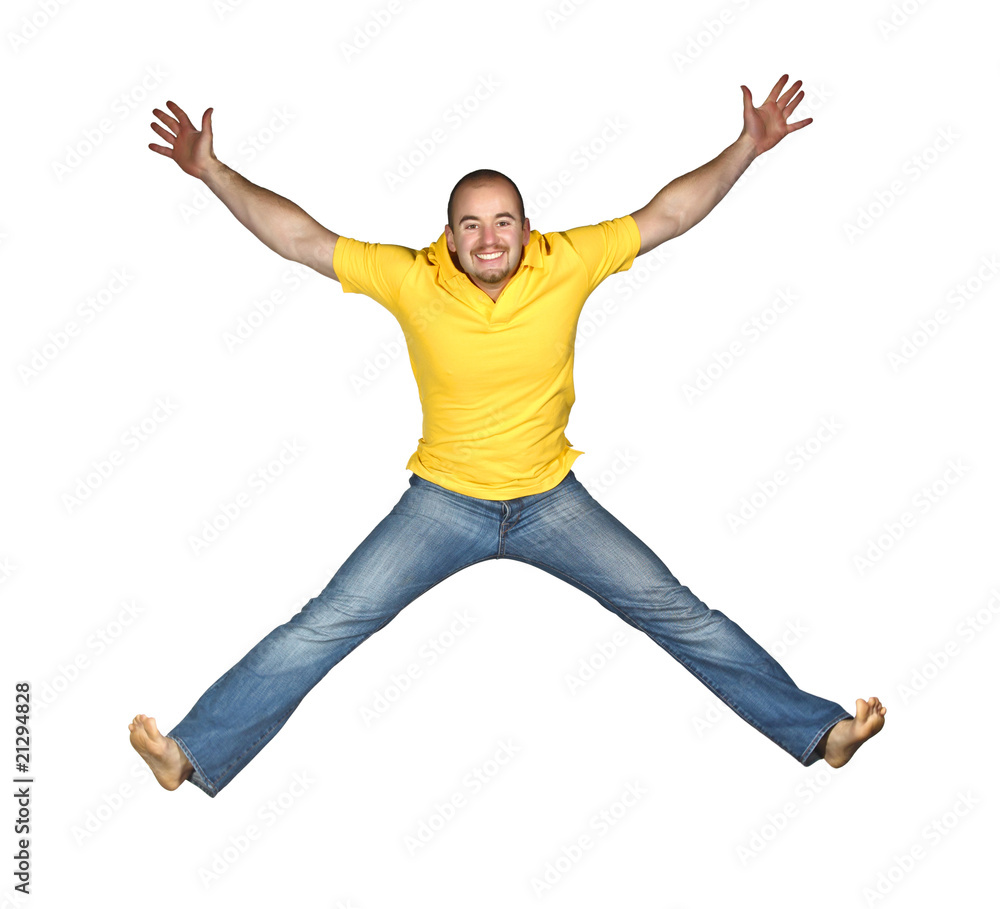 isolated man jumping