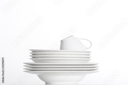 white plates and cup