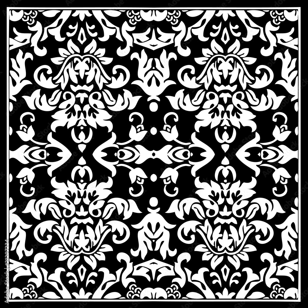 vector illustration tribal scroll background - black & white