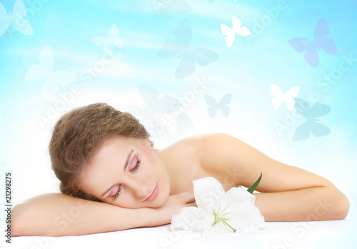 close up portrait of young beautiful woman on natural background