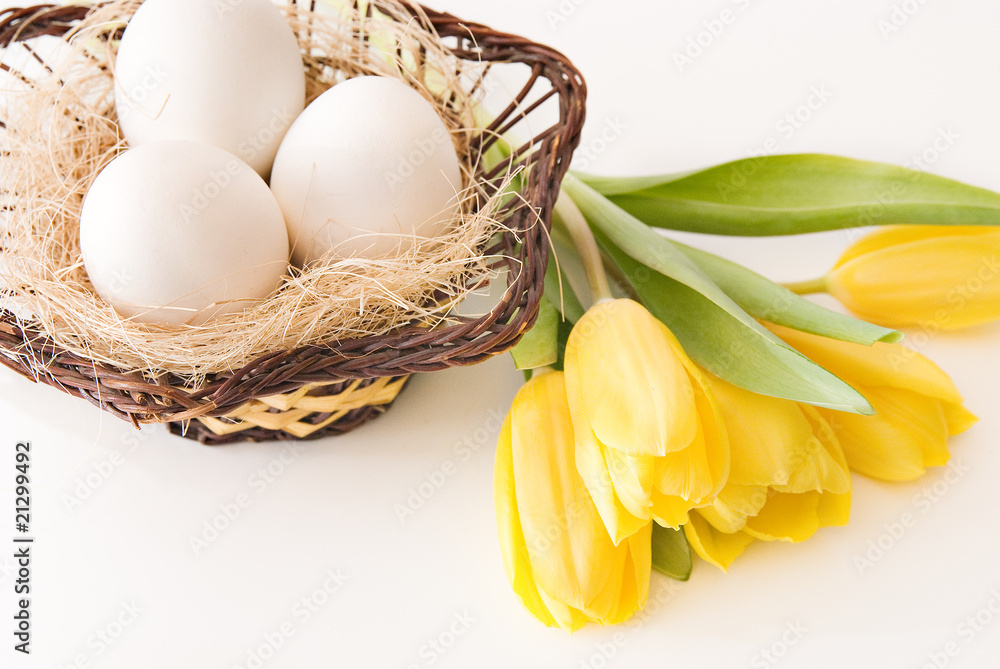 White eggs in a basket White eggs in a basket