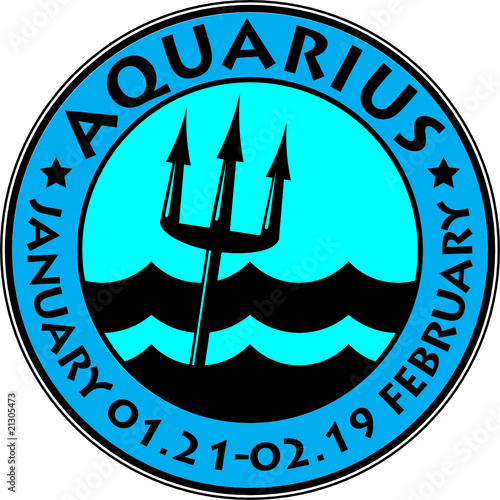 Aquarius zodiac stamp, vector illustration