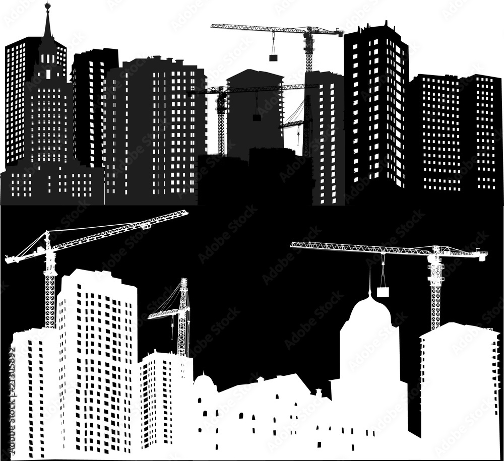 Obraz premium black and white house building