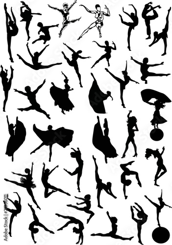 large set of ballet silhouettes