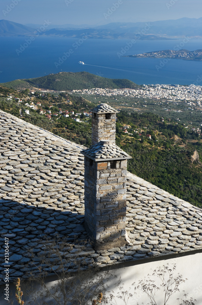 Foreground Stone Roof And Background Bay