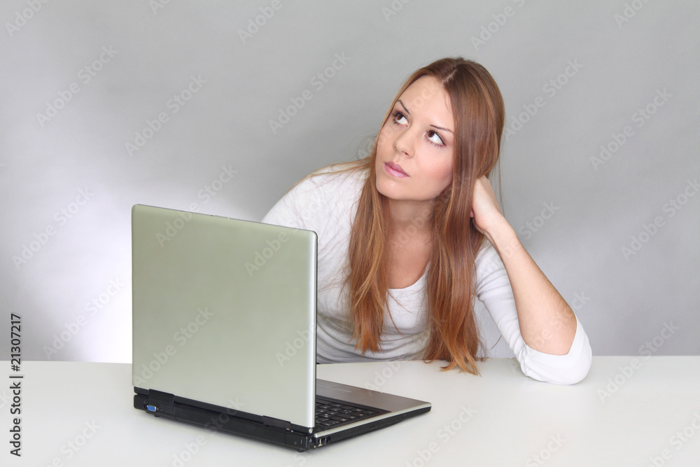 Naklejka premium Frau und Notebook