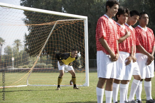 Fotografija Soccer Players Preparing for a Penalty Kick