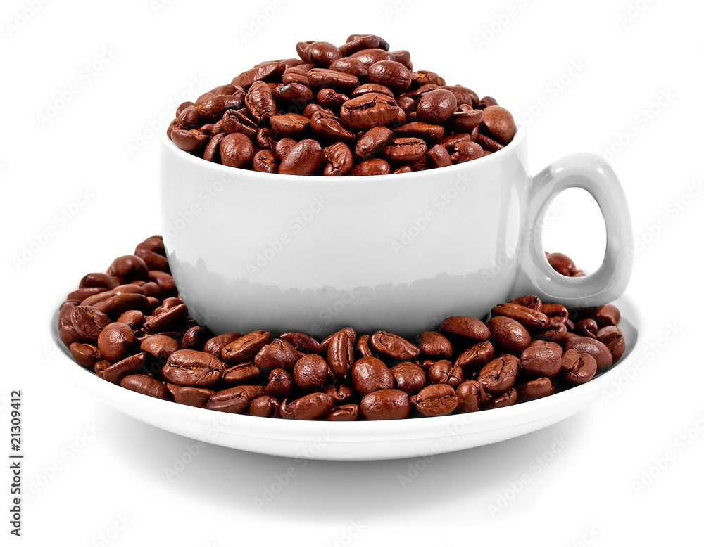 Cup full of coffee beans Cup full of coffee beans