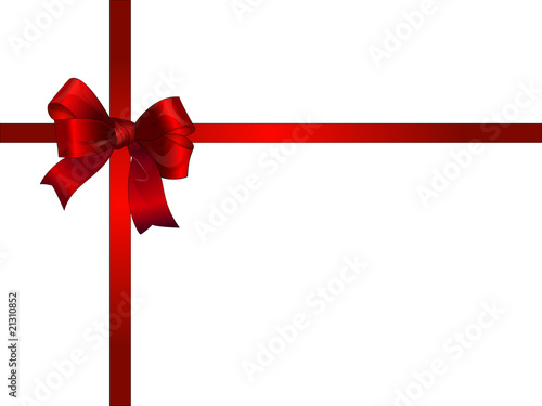 Bright shiny gold red gift bow