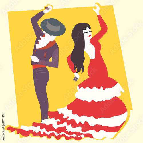 typical spanish flamenco vector illustration