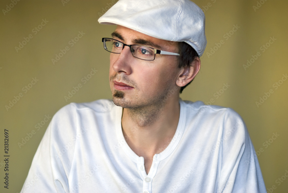 Serious man in white Serious man in white