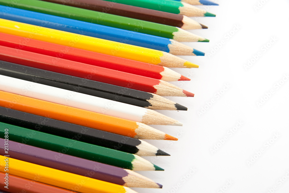 colored pencils on white background colored pencils on white background