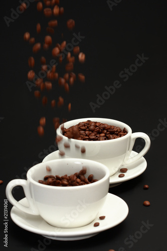 Falling coffee beans