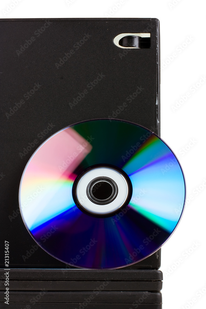 disk and DVD boxes isolated on white background disk and DVD boxes isolated on white background