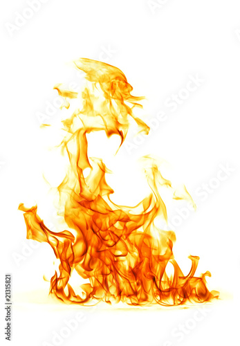 Fire flame isolated on white backgound..
