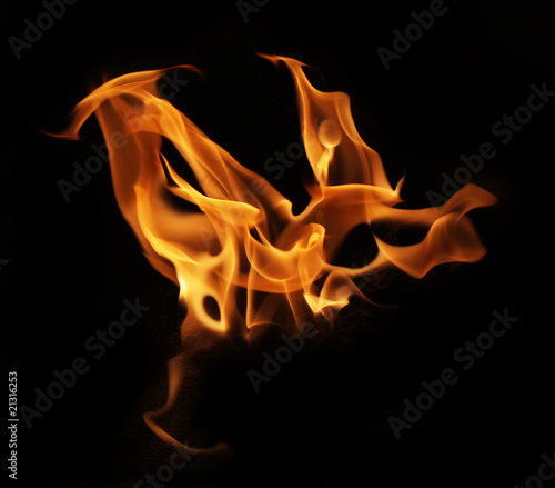 Fire flame isolated on black backgound