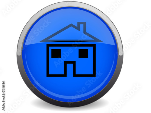 Button blau rund home