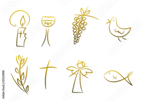 Goldene Symbole für Religion, Feste, Feiertage, ...